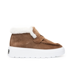 VOETTI Brown Suede Loafer Ankle Boots Metal Logo