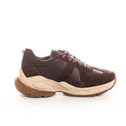 Brown Suede Leather Chunky Sneakers - Stylish & Comfortable!