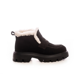 VOETTI Women's Suede Shearling-Lined Winter Ankle Boots