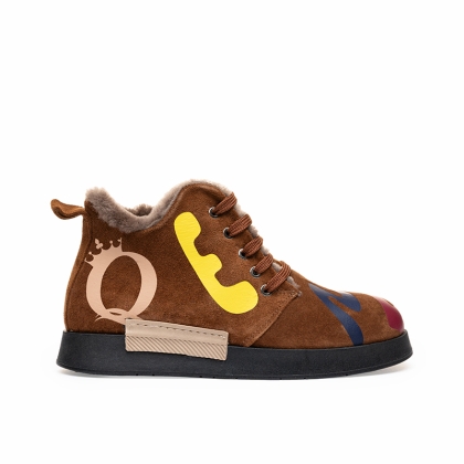 VOETTI Urban Style Brown Ankle Boots Letters