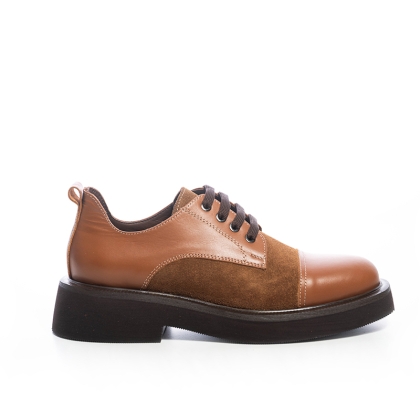 VOETTI Brown Leather & Suede Lace-Up  Shoes