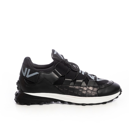 Stylish Black Leather Sneakers