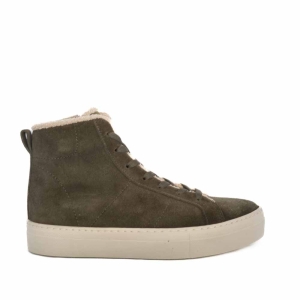 VOETTI Olive Green High-Top Zip-Up Sneakers