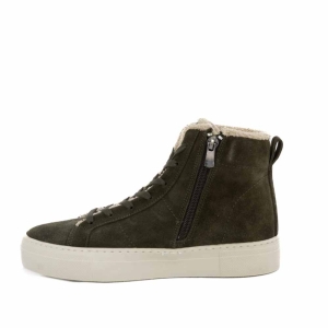 VOETTI Olive Green High-Top Zip-Up Sneakers