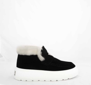 VOETTI Black Suede Loafer Ankle Boots Metal Logo