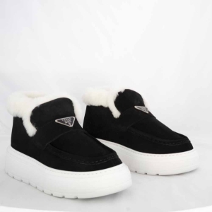 VOETTI Black Suede Loafer Ankle Boots Metal Logo
