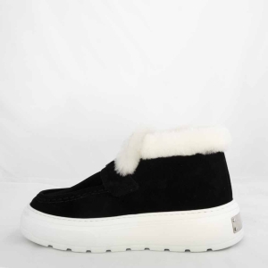 VOETTI Black Suede Loafer Ankle Boots Metal Logo