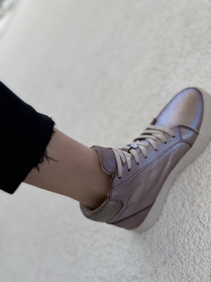VOETTI Zip-Up High-Top Sneakers Glitter Pink