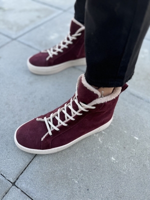 VOETTI Smokey-Red High-Top Zip-Up Sneakers