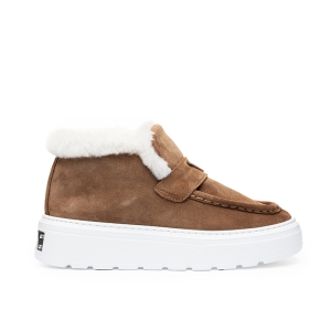 VOETTI Brown Suede Loafer Ankle Boots Metal Logo