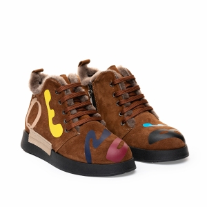 VOETTI Urban Style Brown Ankle Boots Letters