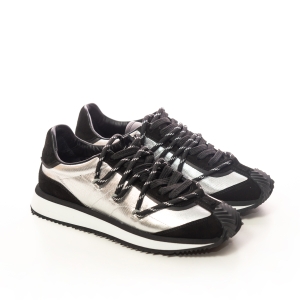 VOETTI Sleek Silver & Black Women's Sneakers