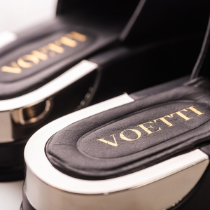 Voetti Women's Black Leather Slide Sandals