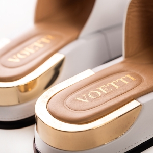 Voetti White Leather Embellished Women