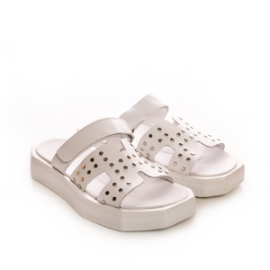 White Studded Leather Platform