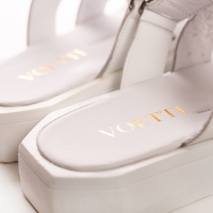 White Studded Leather Platform