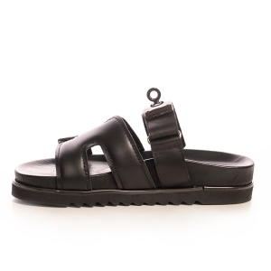 Women's Leaf Detail Leather Slides