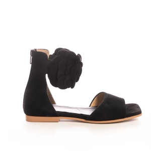 Voetti Black Floral Ankle Strap Sandals