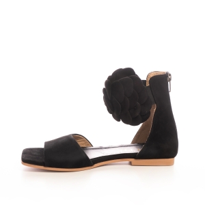 Voetti Black Floral Ankle Strap Sandals