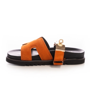 Women's Leaf Detail Leather Slides