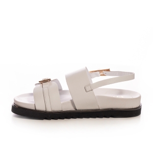 Women's Leaf Detail Leather Slides