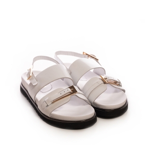 Women's Leaf Detail Leather Slides