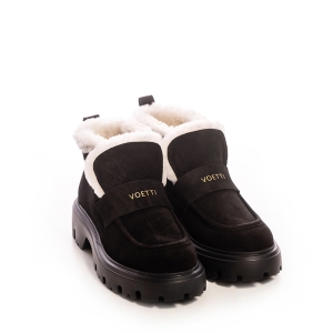 VOETTI Women's Suede Shearling-Lined Winter Ankle Boots