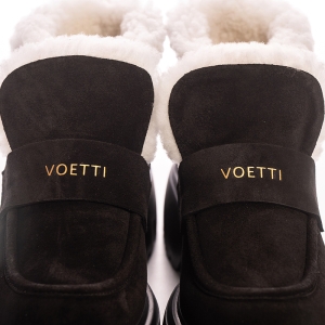 VOETTI Women's Suede Shearling-Lined Winter Ankle Boots