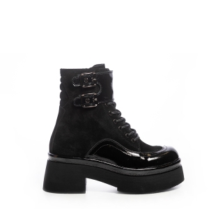 VOETTI Black Suede Platform Ankle Boots