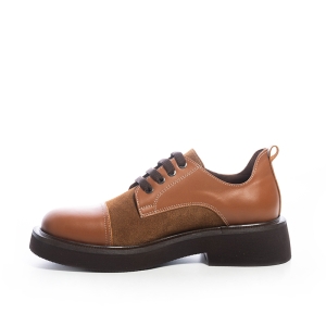 VOETTI Brown Leather & Suede Lace-Up  Shoes