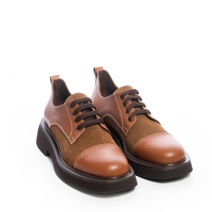 VOETTI Brown Leather & Suede Lace-Up  Shoes