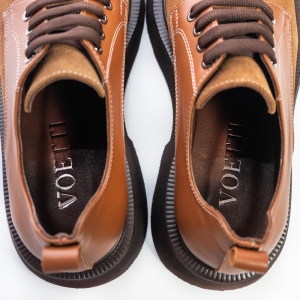 VOETTI Brown Leather & Suede Lace-Up  Shoes