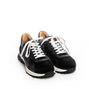 Мъжки обувки - черни спортни кожени маратонки "Змия"