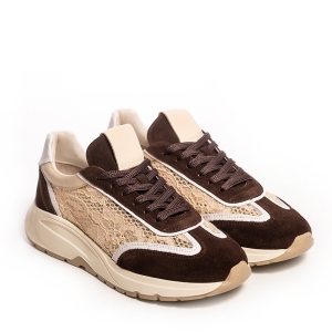 VOETTI Дамски Сникърси - Велур и Дантела