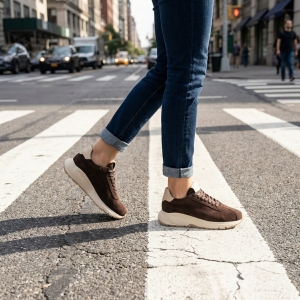 Дамски кецове от кафяв велур VOETTI - стил и комфорт.