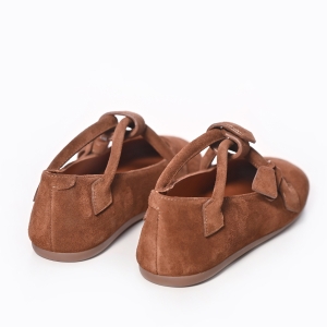 Дамски балерини от естествен велур - Кафяви