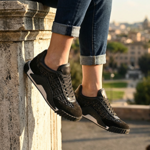 Елегантни черни кожени маратонки