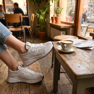 Елегантни бели дамски маратонки.