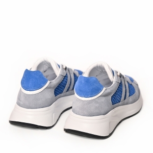 VOETTI Ежедневни маратонки сиво-сини, мрежа и велур