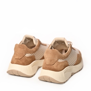 Дамски маратонки Voetti от велур и дишаща мрежа в бежово