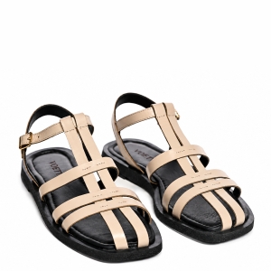 VOETTI Дамски сребристи сандали с равна подметка и квадратен връх